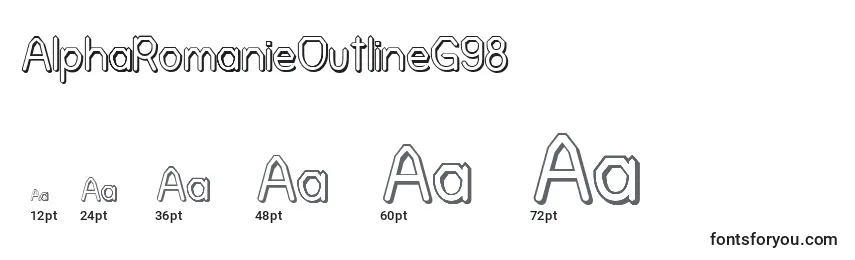 Размеры шрифта AlphaRomanieOutlineG98