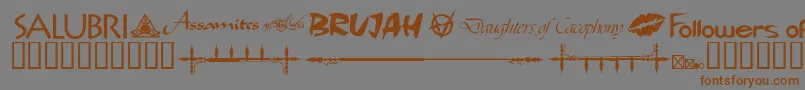 WwvampireDingbats-Schriftart – Braune Schriften auf grauem Hintergrund