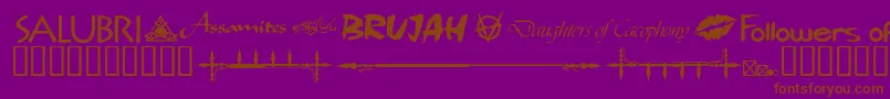 Fonte WwvampireDingbats – fontes marrons em um fundo roxo