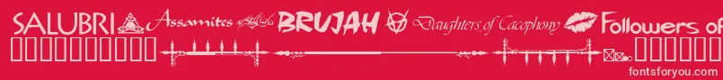 WwvampireDingbats Font – Pink Fonts on Red Background
