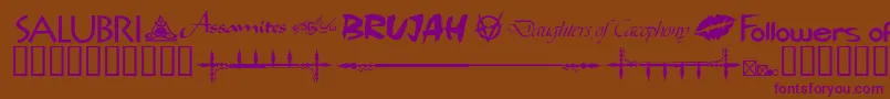 Fonte WwvampireDingbats – fontes roxas em um fundo marrom