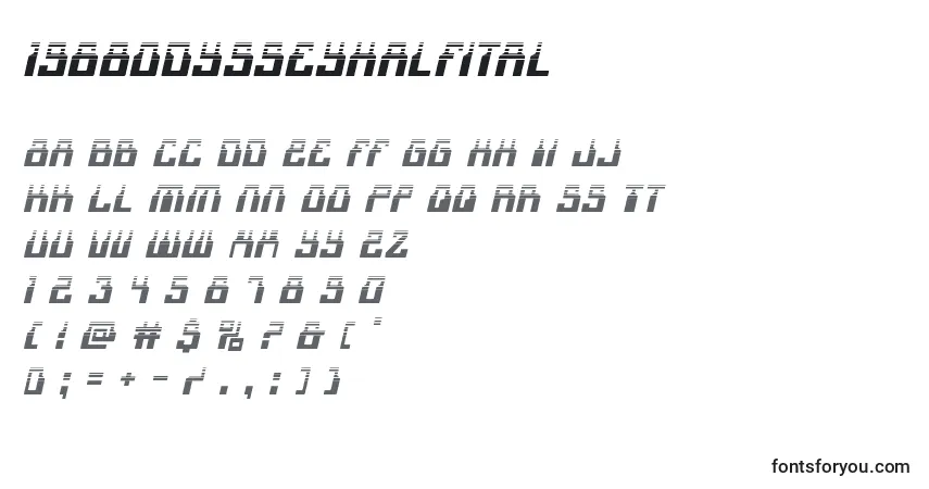 Шрифт 1968odysseyhalfital – алфавит, цифры, специальные символы