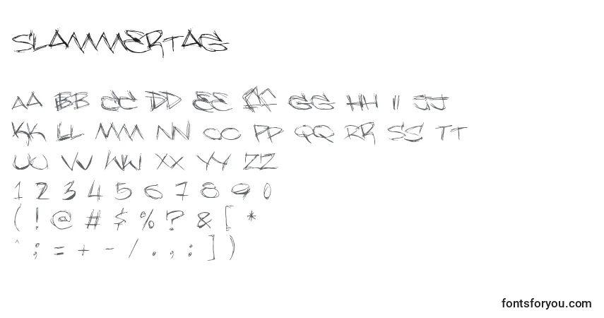 Schriftart Slammertag – Alphabet, Zahlen, spezielle Symbole