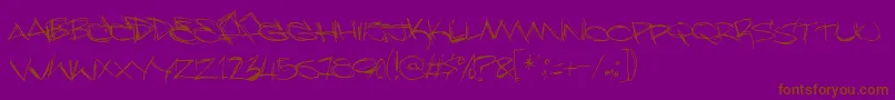 Slammertag-Schriftart – Braune Schriften auf violettem Hintergrund