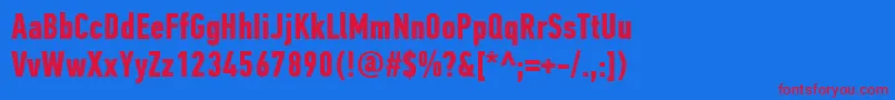 PfdintextcompproBold Font – Red Fonts on Blue Background