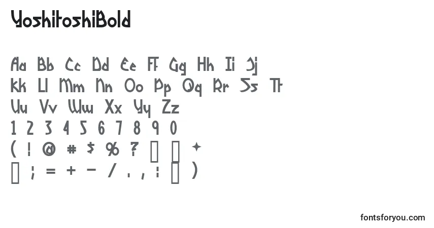 Schriftart YoshitoshiBold – Alphabet, Zahlen, spezielle Symbole