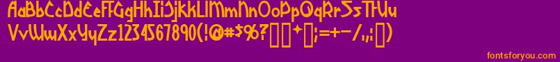 Fonte YoshitoshiBold – fontes laranjas em um fundo violeta