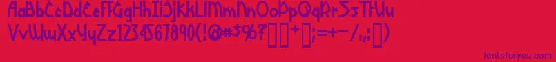 フォントYoshitoshiBold – 赤い背景に紫のフォント