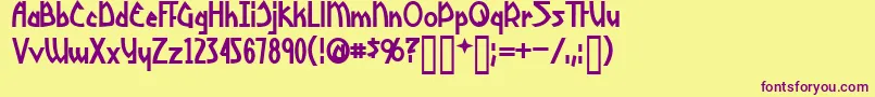 YoshitoshiBold Font – Purple Fonts on Yellow Background