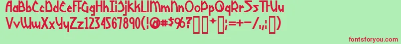 YoshitoshiBold Font – Red Fonts on Green Background