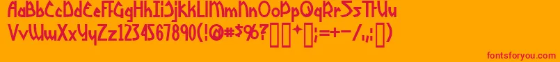 YoshitoshiBold Font – Red Fonts on Orange Background