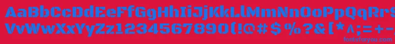 フォントBlackopsoneRegular – 赤い背景に青い文字