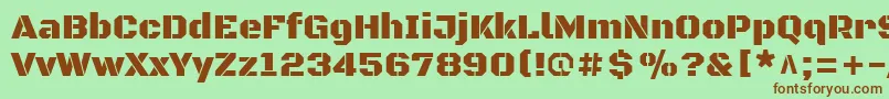 フォントBlackopsoneRegular – 緑の背景に茶色のフォント