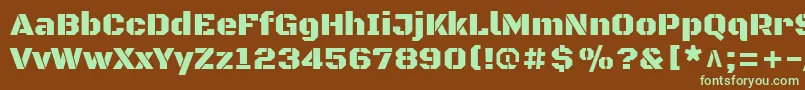 BlackopsoneRegular-fontti – vihreät fontit ruskealla taustalla