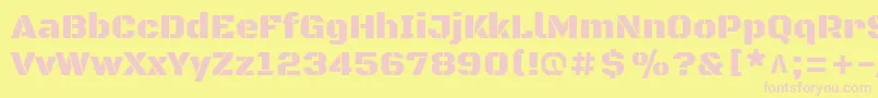 BlackopsoneRegular-fontti – vaaleanpunaiset fontit keltaisella taustalla