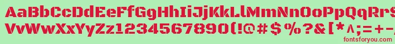 BlackopsoneRegular-fontti – punaiset fontit vihreällä taustalla
