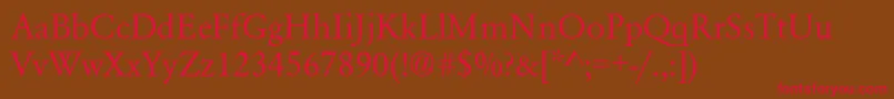 フォントGaramondNormal – 赤い文字が茶色の背景にあります。