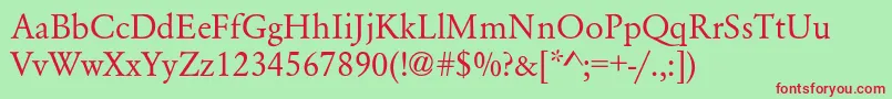 GaramondNormal Font – Red Fonts on Green Background