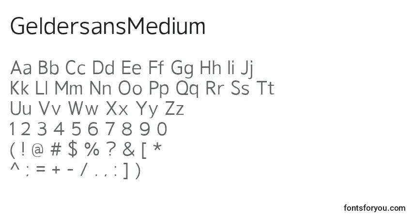 A fonte GeldersansMedium – alfabeto, números, caracteres especiais