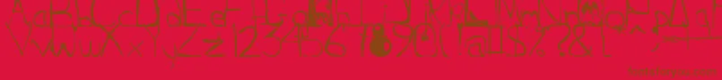 Squidgle-Schriftart – Braune Schriften auf rotem Hintergrund