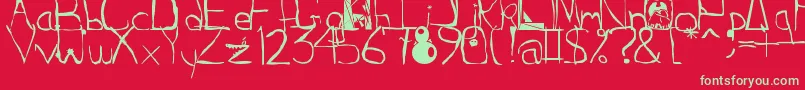 フォントSquidgle – 赤い背景に緑の文字
