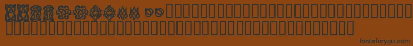 フォントKrKelticSix – 黒い文字が茶色の背景にあります