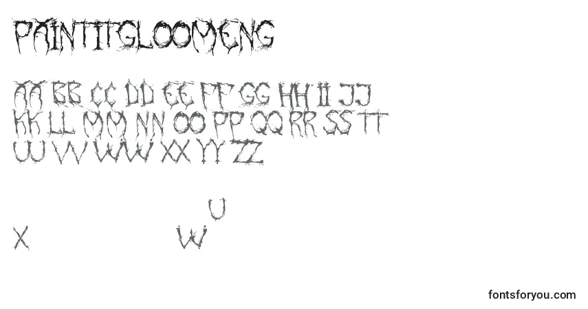 Schriftart PaintItGloomEng – Alphabet, Zahlen, spezielle Symbole