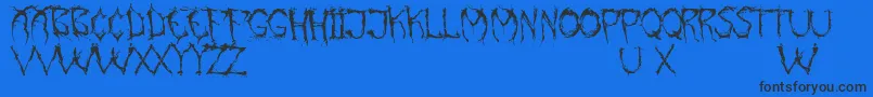 PaintItGloomEng-Schriftart – Schwarze Schriften auf blauem Hintergrund
