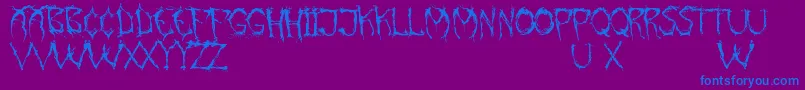 Fonte PaintItGloomEng – fontes azuis em um fundo violeta