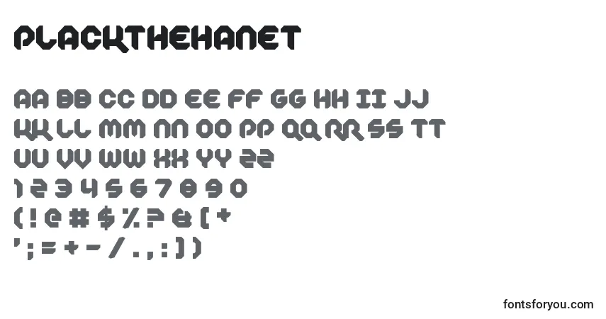 A fonte PlackTheHanet – alfabeto, números, caracteres especiais