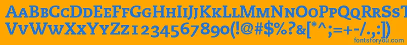 PmnCaecilia85HeavySmallCapsOldstyleFigures Font – Blue Fonts on Orange Background