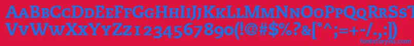 PmnCaecilia85HeavySmallCapsOldstyleFigures Font – Blue Fonts on Red Background