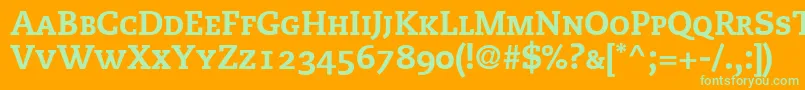 PmnCaecilia85HeavySmallCapsOldstyleFigures Font – Green Fonts on Orange Background