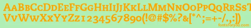 PmnCaecilia85HeavySmallCapsOldstyleFigures Font – Orange Fonts on Green Background