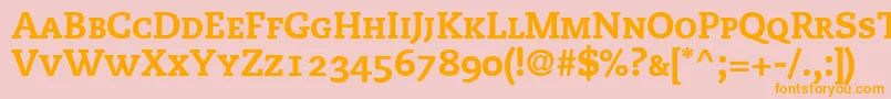 PmnCaecilia85HeavySmallCapsOldstyleFigures Font – Orange Fonts on Pink Background