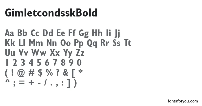 Шрифт GimletcondsskBold – алфавит, цифры, специальные символы