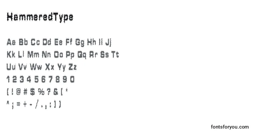 A fonte HammeredType – alfabeto, números, caracteres especiais