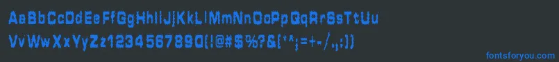 フォントHammeredType – 黒い背景に青い文字