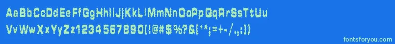 HammeredType-Schriftart – Grüne Schriften auf blauem Hintergrund