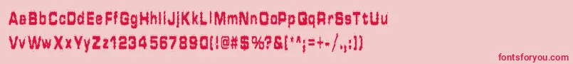 フォントHammeredType – ピンクの背景に赤い文字
