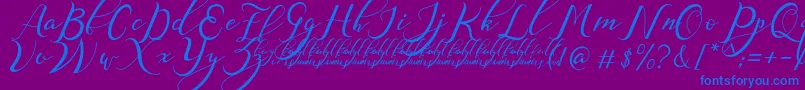 NazeefaDemo-fontti – siniset fontit violetilla taustalla
