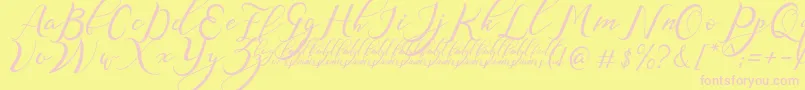 NazeefaDemo-Schriftart – Rosa Schriften auf gelbem Hintergrund