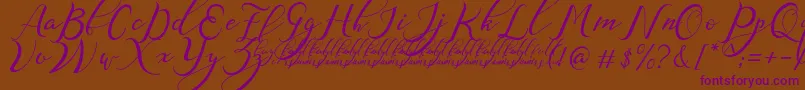 NazeefaDemo-Schriftart – Violette Schriften auf braunem Hintergrund
