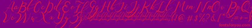 NazeefaDemo-Schriftart – Rote Schriften auf violettem Hintergrund