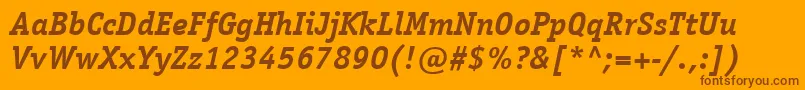 フォントItcOfficinaSerifLtBoldItalic – オレンジの背景に茶色のフォント