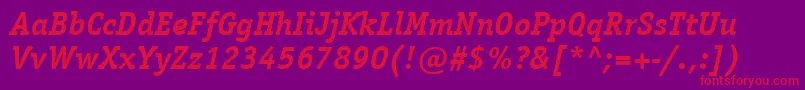ItcOfficinaSerifLtBoldItalic Font – Red Fonts on Purple Background