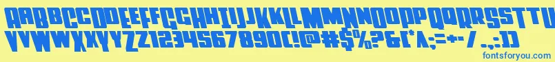 Powerlordleft Font – Blue Fonts on Yellow Background