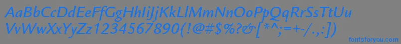 フォントItcLegacySansLtMediumItalic – 灰色の背景に青い文字