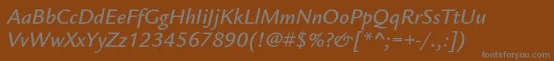 フォントItcLegacySansLtMediumItalic – 茶色の背景に灰色の文字