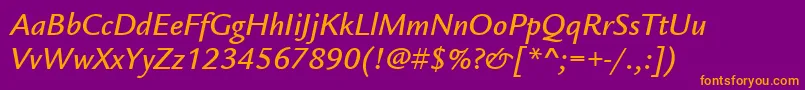 ItcLegacySansLtMediumItalic Font – Orange Fonts on Purple Background